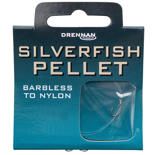 Drennan Silverfish Pellet Barbless Hooks to Nylon